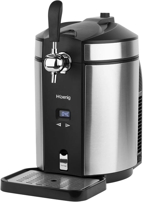 H.Koenig Bierzapfanlage BW1880, Kompatibel Mit 5L Universalfässern Mit Und Ohne Druck, Edelstahl, Professionell, Universell, Integrierte Kühlung 2 Bis 12 °C, Led-Display