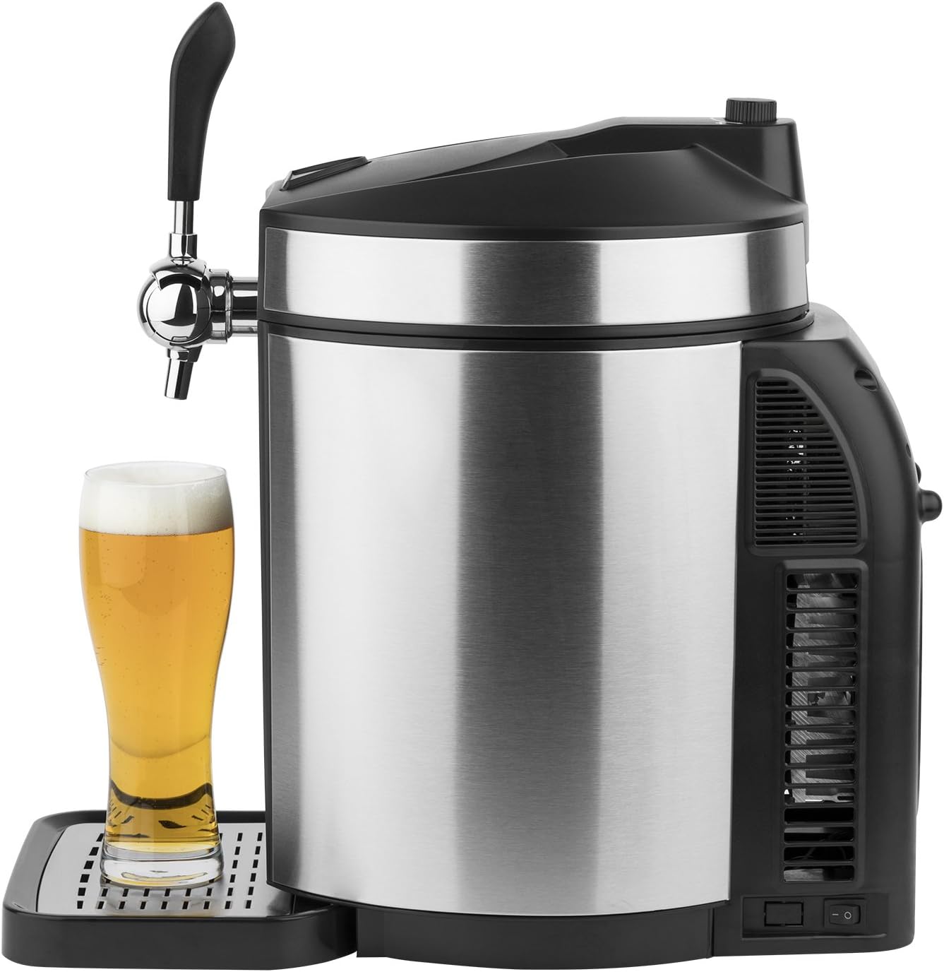 H.Koenig Bierzapfanlage BW1880, Kompatibel Mit 5L Universalfässern Mit Und Ohne Druck, Edelstahl, Professionell, Universell, Integrierte Kühlung 2 Bis 12 °C, Led-Display
