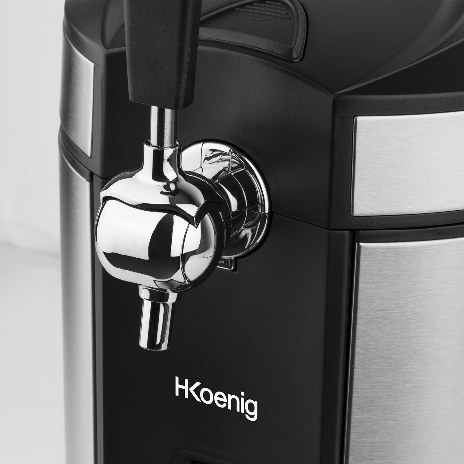 H.Koenig Bierzapfanlage BW1880, Kompatibel Mit 5L Universalfässern Mit Und Ohne Druck, Edelstahl, Professionell, Universell, Integrierte Kühlung 2 Bis 12 °C, Led-Display