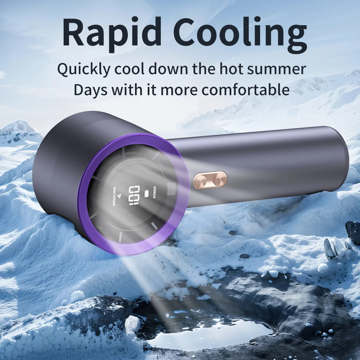 Powerful Rechargeable Brushless Mini Fan 199 Gear Wind Portable Handheld Turbo Fan for Outdoor Activities, Travel, Working